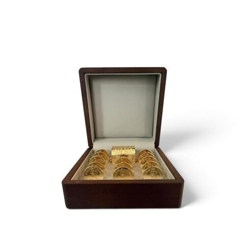 Estuche Nogal, arras San Judas Tadeo, cofre Flechas dorado
