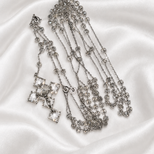 Lazo plateado con cristal dona y casquilla